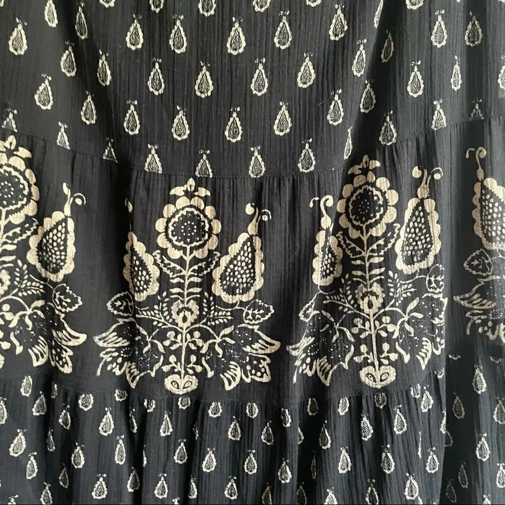 Lauren Ralph Lauren Floral Maxi Fare Skirt Paisley Elastic Waist Cotton Sz.MP